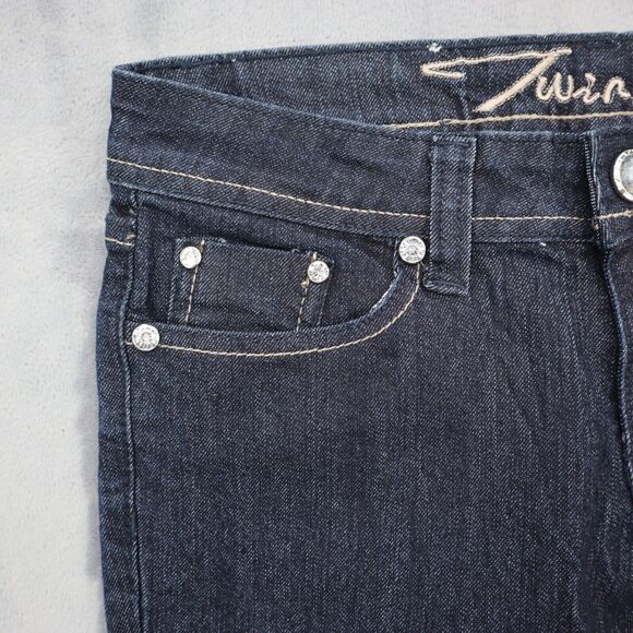 Twinkle Jeans Womens 7 Black Mid Rise Straight Cut Beaded Pockets Pants - Picture 9 of 16